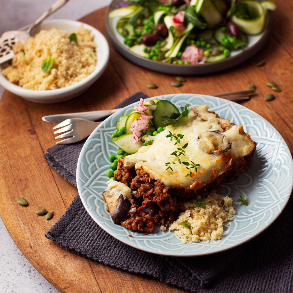 Spicy Lentil and Aubergine Moussaka 