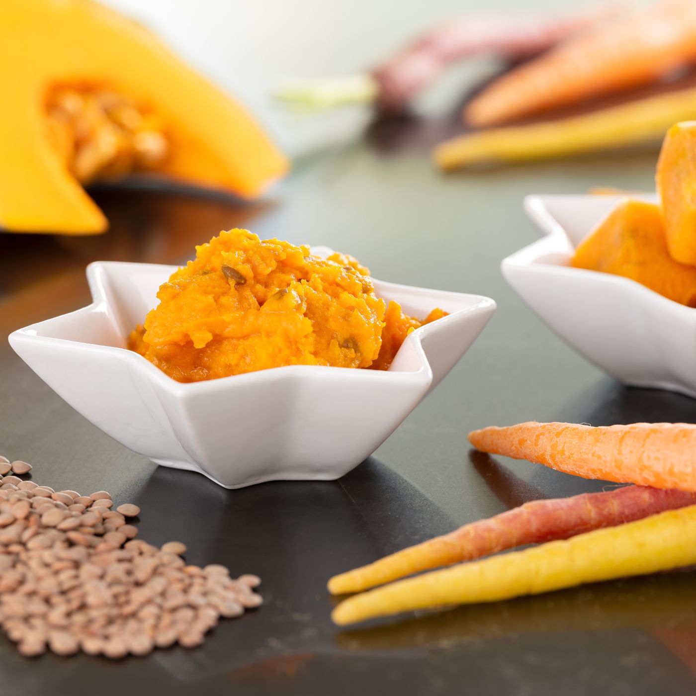 Lentil, pumpkin and carrot Dinkie