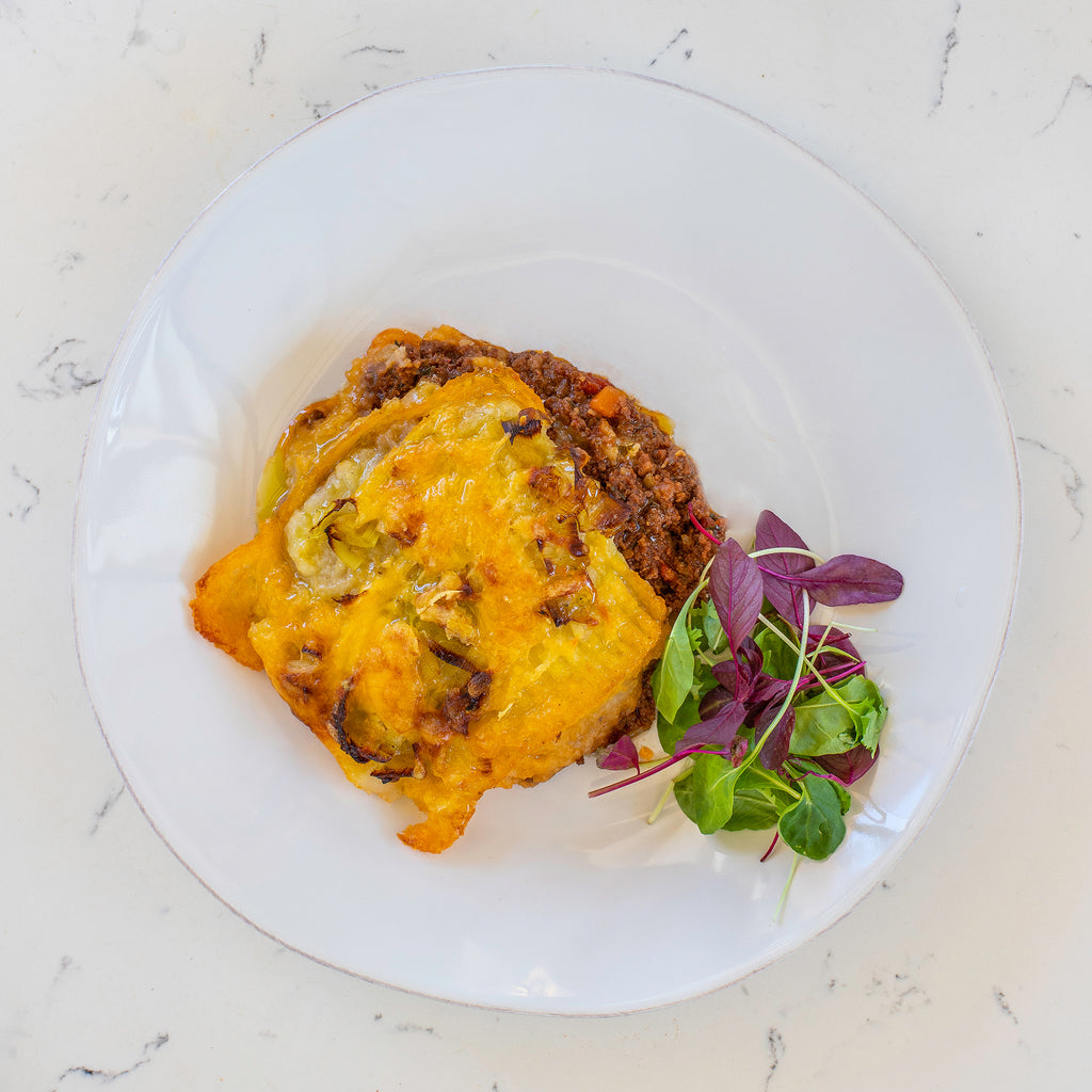 Cottage Pie Topped with Leeks and Cheddar 